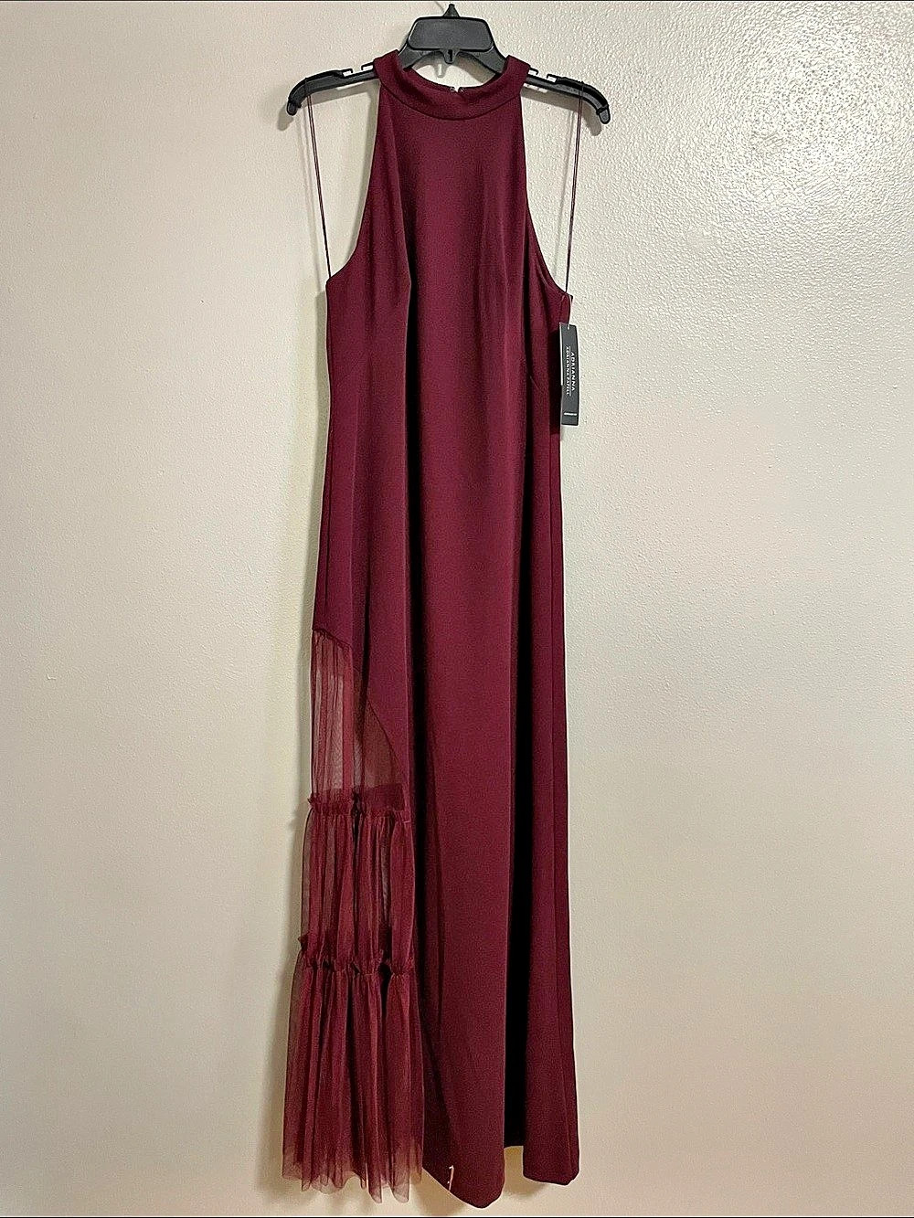 Adrianna Papell Knit Crepe Halter Gown Maxi Gown in Red Size 12 NWT